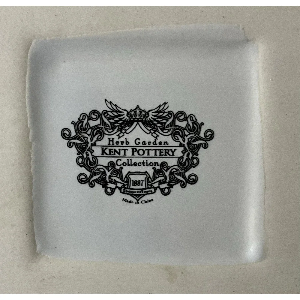 Vintage Kent‎ Pottery Herb Garden Augratin Dish Hand Paint Stoneware Cottagecore